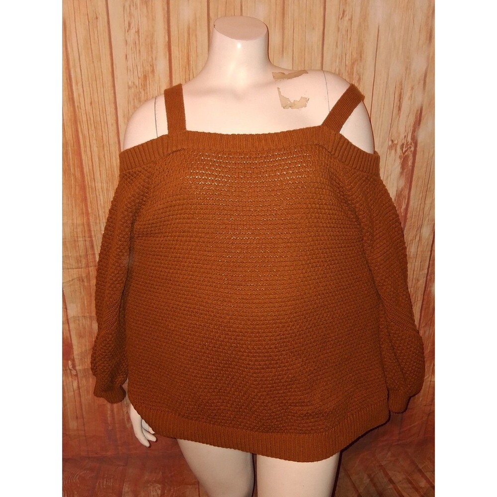 Maurices Brown Long Cold Shoulder Sleeve Sweater Sz 1X